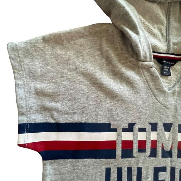 Tommy Hilfiger Girls Flag Stripe Logo Graphic Sweat Shirt Hoodie Dress Sz 8/10 M - Picture 4 of 12